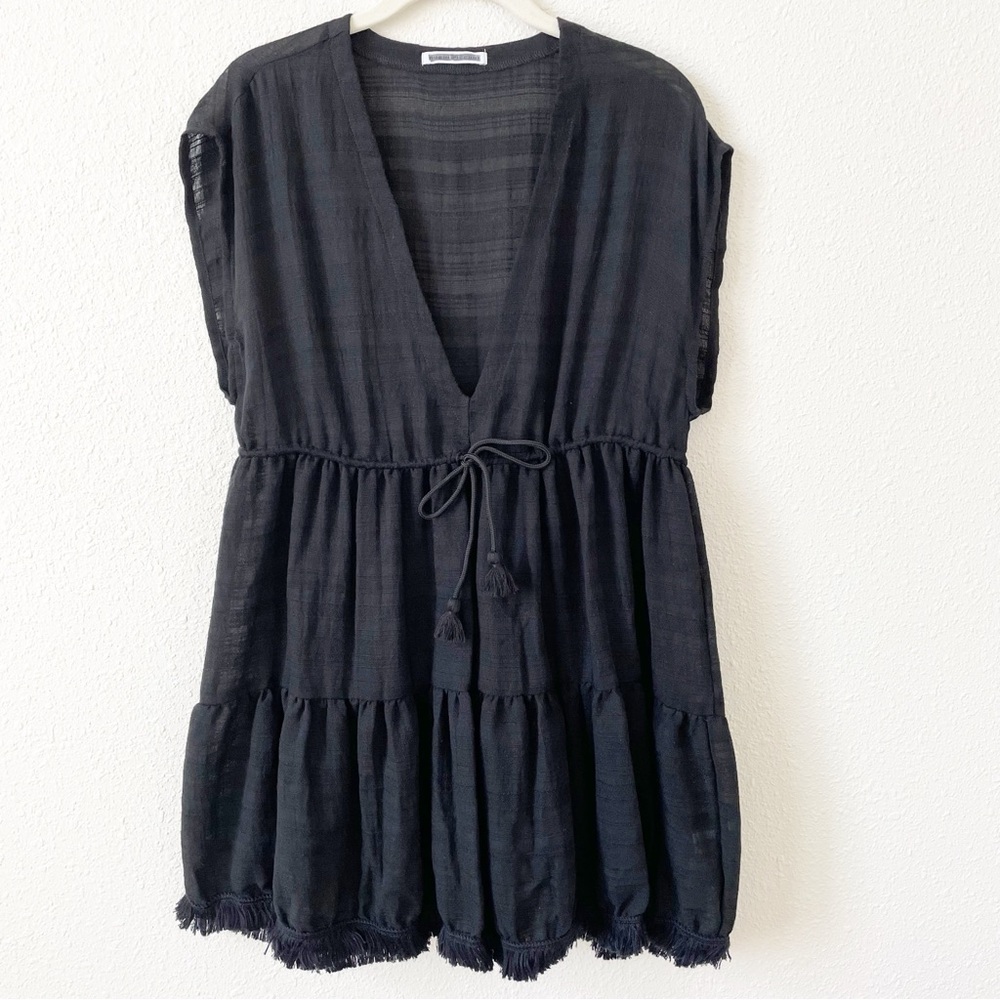 Robin Piccone Natalie Flouncy Dress Black Size Small Coastal Resortwear Goth - Picture 8 of 8